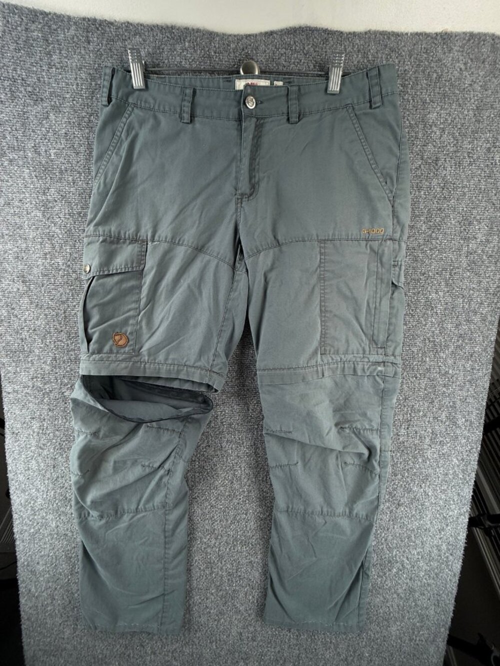 Fjallraven Zip Off Pants Womens Hiking Logo Blue Woven 32 Straight ACTL 34x28.5